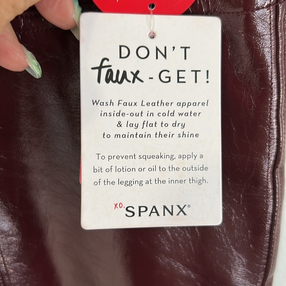 Spanx Faux Patent Leather Leggings Burgundy - Picture 9 of 13